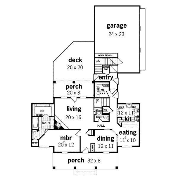House Plan Design - Southern Floor Plan - Main Floor Plan #45-198
