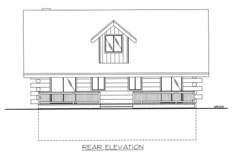 House Blueprint - Exterior - Rear Elevation for Log House Plan #117-594 - 2 bed, 2 bath