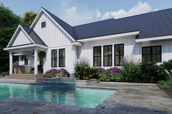 Exterior - Rear Elevation 3 for Farmhouse House Plan #120-263 - 4 bed, 3 bath