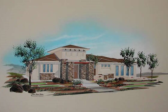 Exterior - Front Elevation for Mediterranean House Plan #24-232 - 5 bed, 4 bath