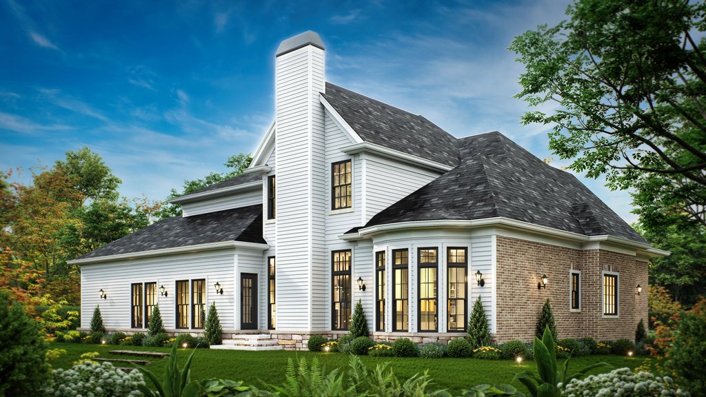 Exterior - Rear Elevation 1 for Traditional House Plan #119-477 - 4 bed, 3.5 bath