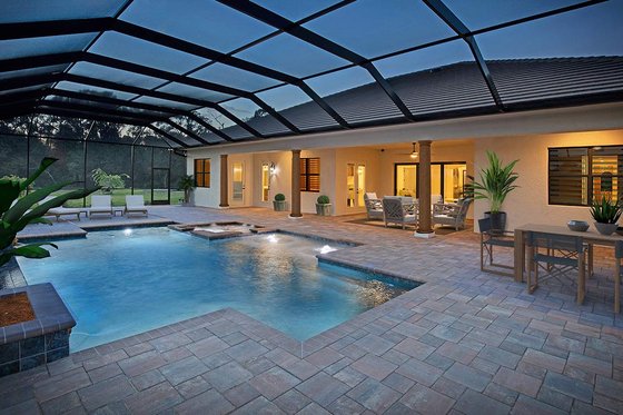 Exterior - Rear Elevation for Mediterranean House Plan #938-90 - 4 bed, 3 bath