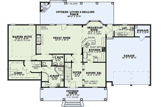 Floor Plan - Main Floor for Country House Plan #17-3277 - 4 bed, 2.5 bath