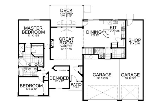 Floor Plan - Main Floor for Traditional House Plan #112-203 - 3 bed, 2.5 bath