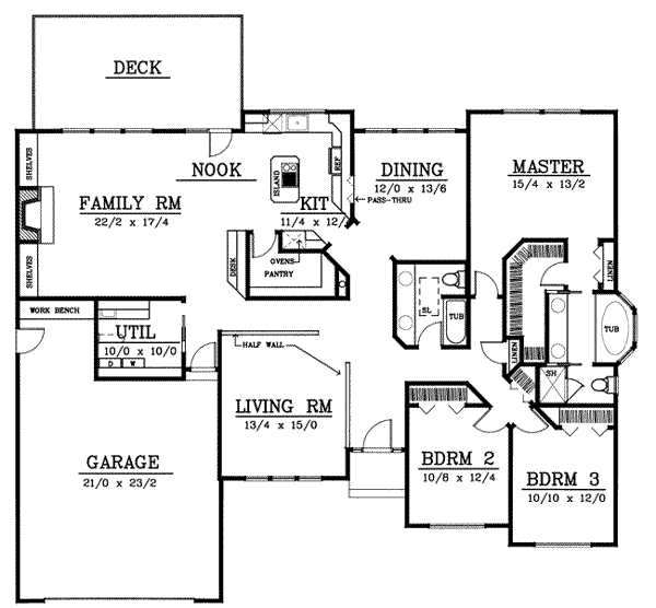 Traditional Style House Plan 3 Beds 2 Baths 2255 Sq/Ft