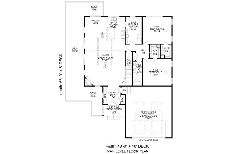 House Blueprint - Floor Plan - Main Floor for Farmhouse House Plan #932-1437 - 3 bed, 2 bath