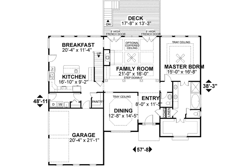 Home Plan - Floor Plan - Main Floor for Traditional House Plan #56-210 - 4 bed, 3.5 bath