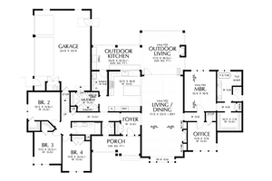 Floor Plan - Main Floor for Farmhouse House Plan #48-1091 - 4 bed, 2.5 bath