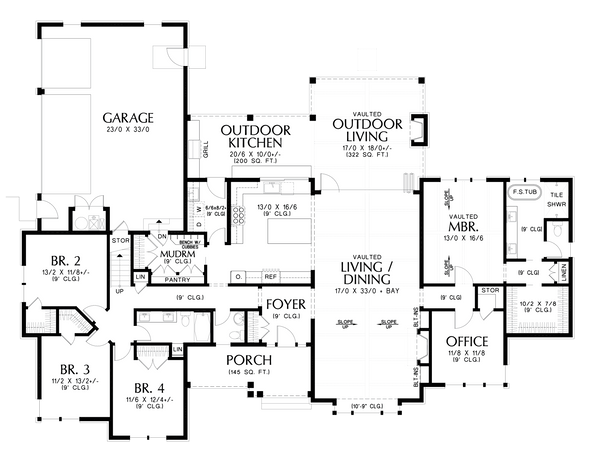 Architectural House Design - Farmhouse Floor Plan - Main Floor Plan #48-1091