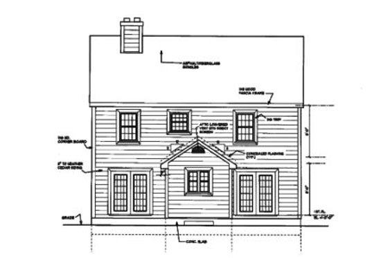 Exterior - Rear Elevation for Country House Plan #3-152 - 4 bed, 2.5 bath