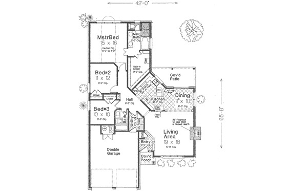 Floor Plan - Main Floor for Traditional House Plan #310-290 - 3 bed, 2 bath