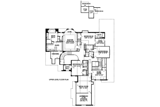 Floor Plan - Upper Floor for European House Plan #141-201 - 4 bed, 4.5 bath