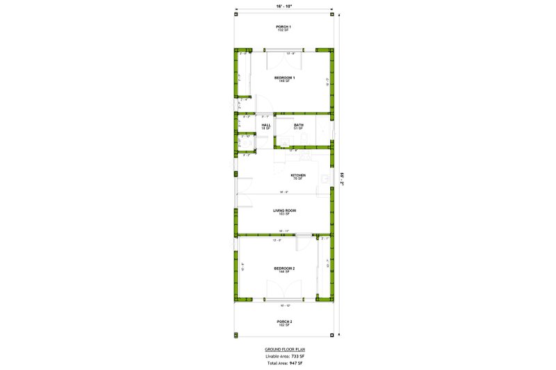 Dream House Plan - Floor Plan - Main Floor for Ranch House Plan #1106-122 - 2 bed, 1 bath