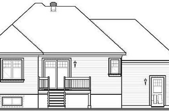 Exterior - Rear Elevation for European House Plan #23-366 - 2 bed, 1 bath