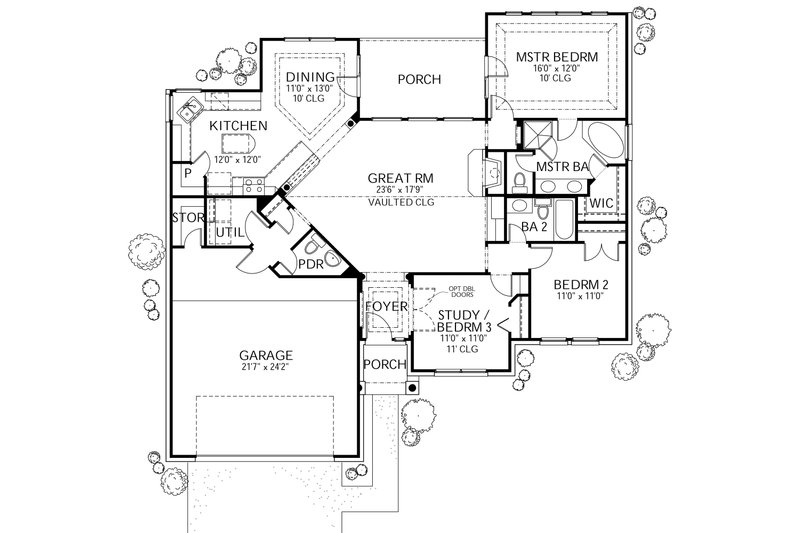 Home Plan - Floor Plan - Main Floor for Traditional House Plan #80-109 - 3 bed, 2.5 bath
