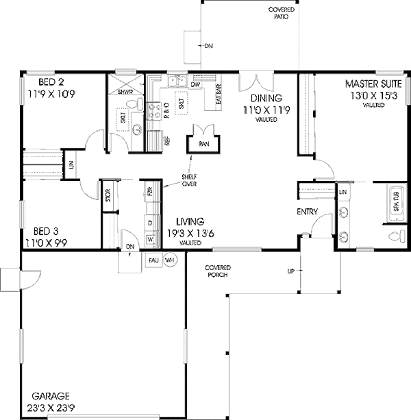 Architectural House Design - Ranch Floor Plan - Main Floor Plan #60-255