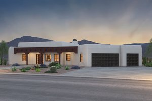 Exterior - Front Elevation 3 for Adobe / Southwestern House Plan #72-127 - 3 bed, 2.5 bath