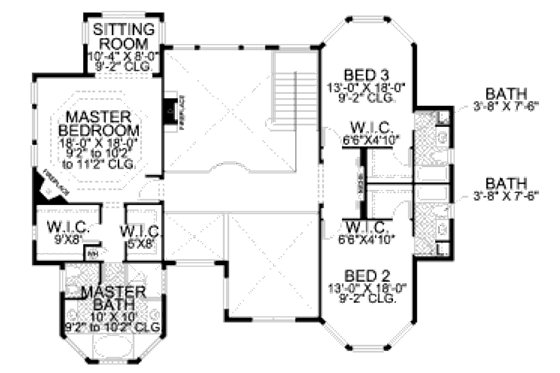 Floor Plan - Upper Floor for Mediterranean House Plan #420-180 - 5 bed, 5.5 bath