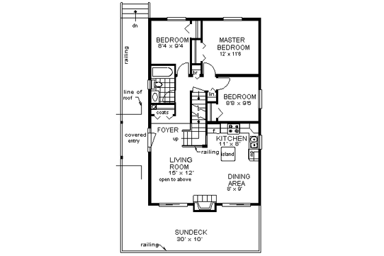 Floor Plan - Main Floor for Modern House Plan #18-284 - 3 bed, 1 bath
