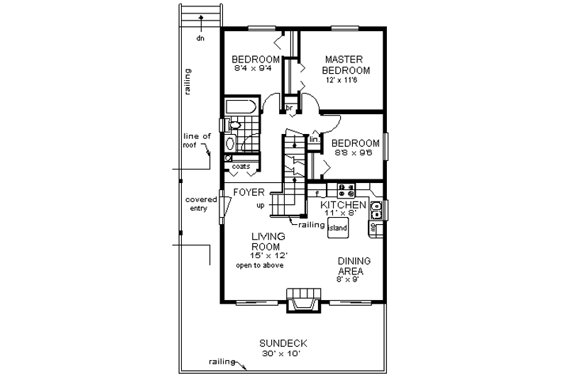 Home Plan - Floor Plan - Main Floor for Modern House Plan #18-284 - 3 bed, 1 bath