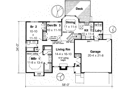 Floor Plan - Main Floor for Traditional House Plan #312-307 - 3 bed, 2 bath
