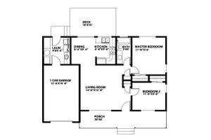 Floor Plan - Main Floor for Cottage House Plan #515-12 - 2 bed, 1 bath