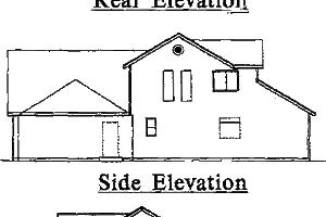 Exterior - Rear Elevation for Traditional House Plan #78-182 - 3 bed, 2.5 bath