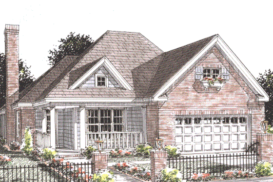 Exterior - Front Elevation 3 for Traditional House Plan #20-1419 - 2 bed, 2 bath