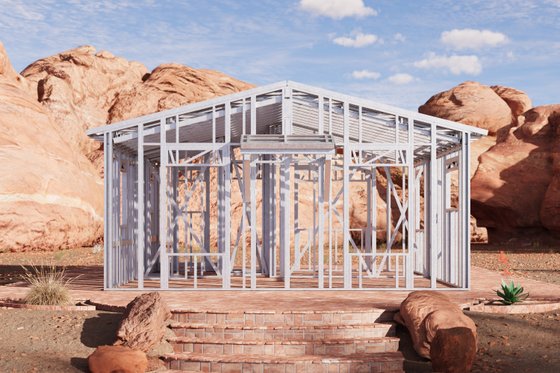 Exterior - Front Elevation 7 for Adobe / Southwestern House Plan #1106-130 - 1 bed, 1 bath