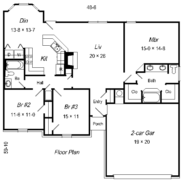 Ranch Floor Plan - Main Floor Plan #329-174