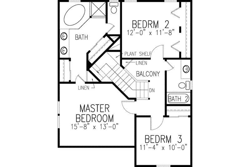 Dream House Plan - Floor Plan - Upper Floor for European House Plan #410-176 - 3 bed, 2.5 bath