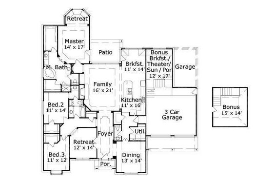 Floor Plan - Main Floor for Traditional House Plan #411-429 - 3 bed, 2.5 bath