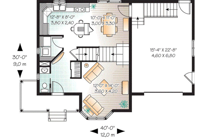 House Blueprint - Floor Plan - Main Floor for Traditional House Plan #23-672 - 3 bed, 1.5 bath