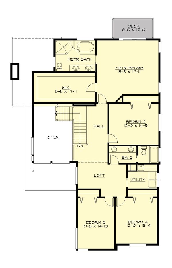 Contemporary Floor Plan - Upper Floor Plan #132-228