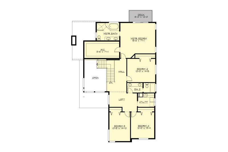Architectural House Design - Floor Plan - Upper Floor for Contemporary House Plan #132-228 - 5 bed, 3 bath