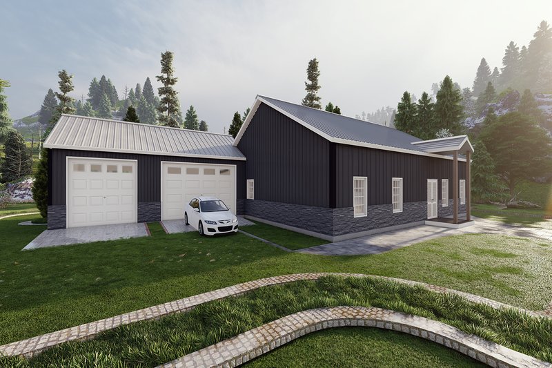 Architectural House Design - Exterior - Other Elevation 3 for Barndominium House Plan #1107-7 - 4 bed, 2.5 bath