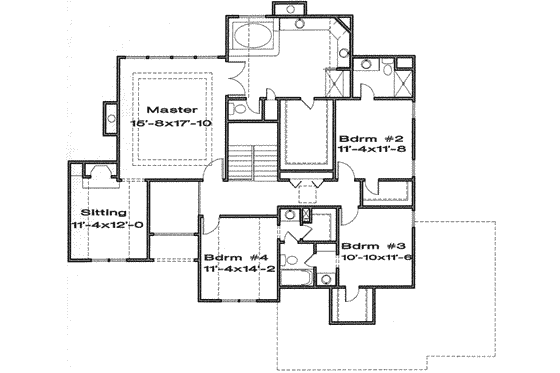 Floor Plan - Upper Floor for Traditional House Plan #6-151 - 4 bed, 3.5 bath