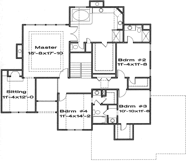 Traditional Floor Plan - Upper Floor Plan #6-151