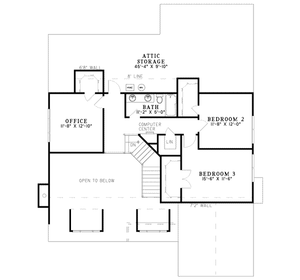 Traditional Floor Plan - Upper Floor Plan #17-633