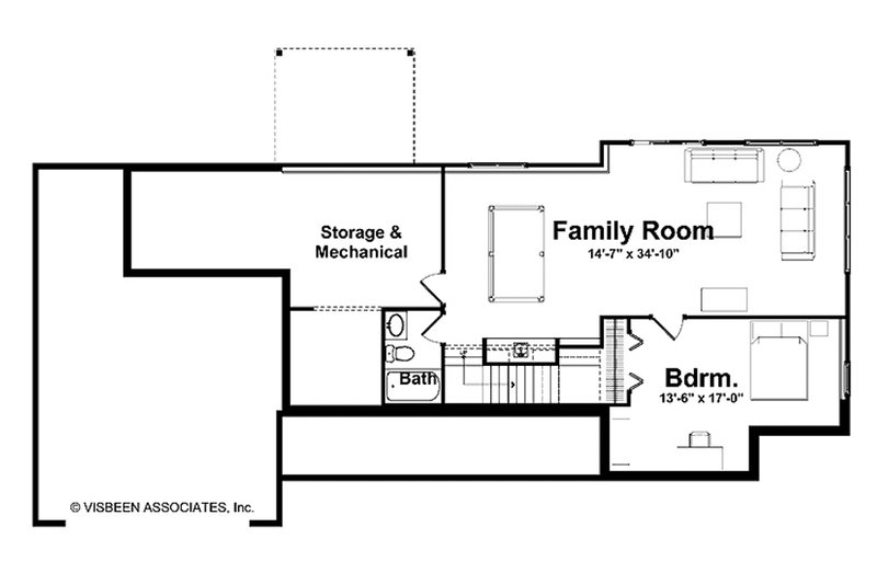 Architectural House Design - Floor Plan - Lower Floor for Farmhouse House Plan #928-438 - 2 bed, 2.5 bath