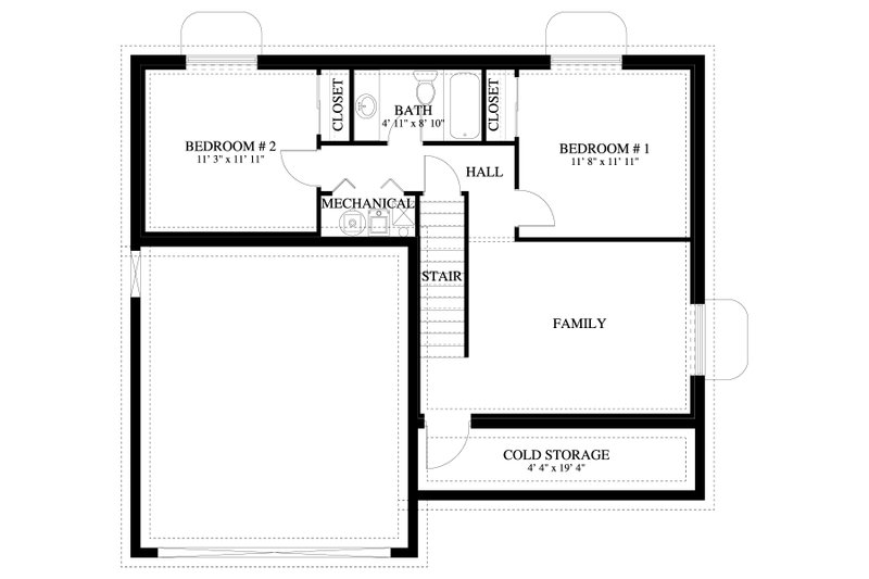 House Design - Floor Plan - Lower Floor for Traditional House Plan #1060-385 - 3 bed, 2.5 bath