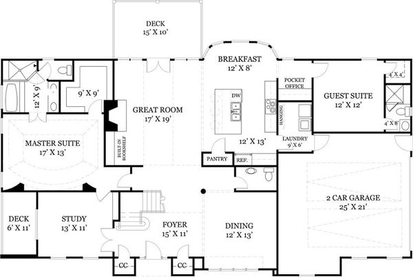 Architectural House Design - European Floor Plan - Main Floor Plan #119-257