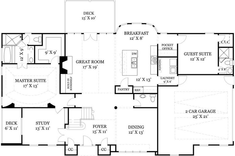 Home Plan - Floor Plan - Main Floor for European House Plan #119-257 - 4 bed, 3.5 bath