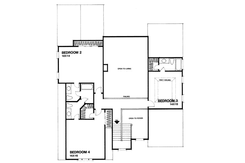 Dream House Plan - Floor Plan - Upper Floor for European House Plan #56-216 - 4 bed, 3.5 bath