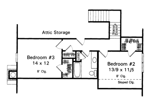 Floor Plan - Upper Floor for Country House Plan #41-143 - 3 bed, 2.5 bath