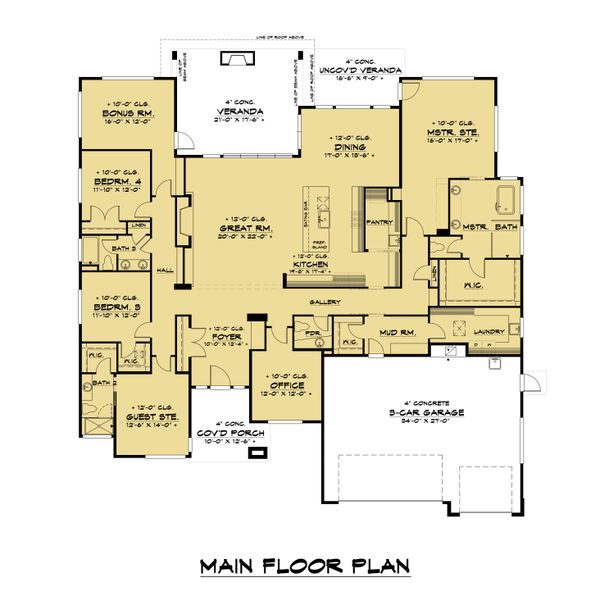 Contemporary Floor Plan - Main Floor Plan #1066-115