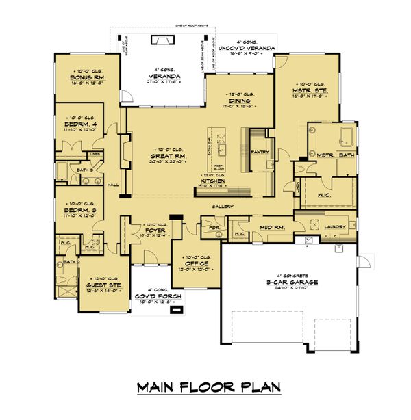 House Design - Contemporary Floor Plan - Main Floor Plan #1066-115