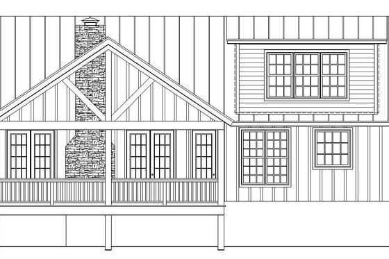 Exterior - Rear Elevation 1 for Cabin House Plan #932-123 - 2 bed, 2 bath