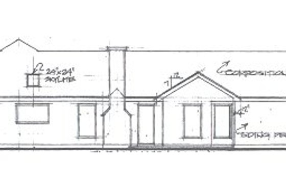 Exterior - Rear Elevation for Ranch House Plan #30-147 - 3 bed, 2 bath