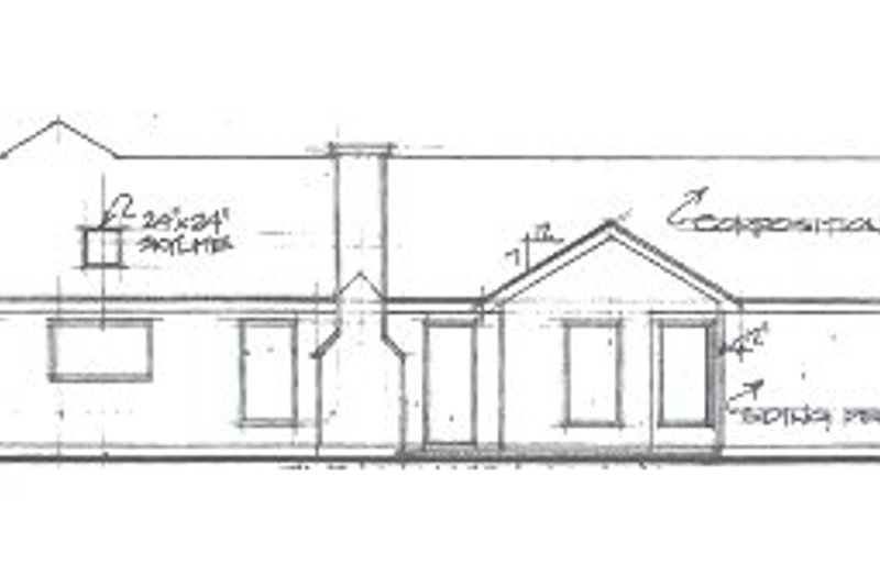 House Plan Design - Exterior - Rear Elevation for Ranch House Plan #30-147 - 3 bed, 2 bath